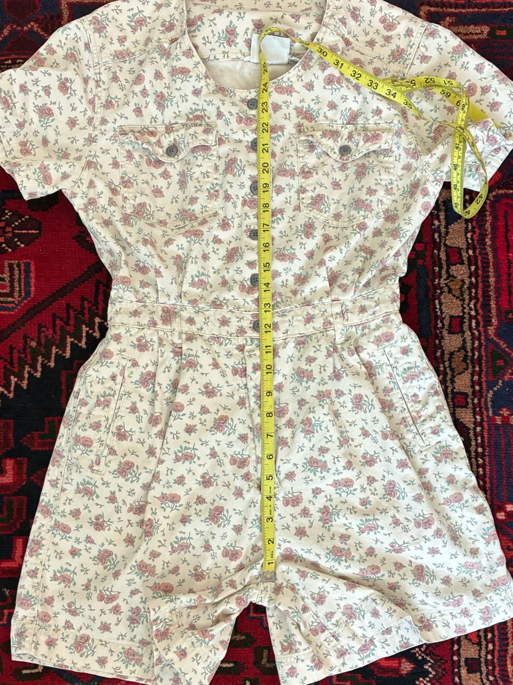 Vintage 90s Bill Blass Floral Jean Romper - Picture 7 of 10